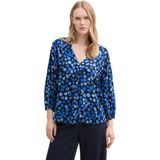 TOM TAILOR - Blouse - Blauw - Gevoerde Zoom - Driekwart Mouw
