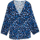 TOM TAILOR - Blouse - Blauw - Gevoerde Zoom - Driekwart Mouw