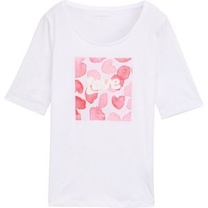 TOM TAILOR - Shirt - Rosa - Donkerroze - Wit
