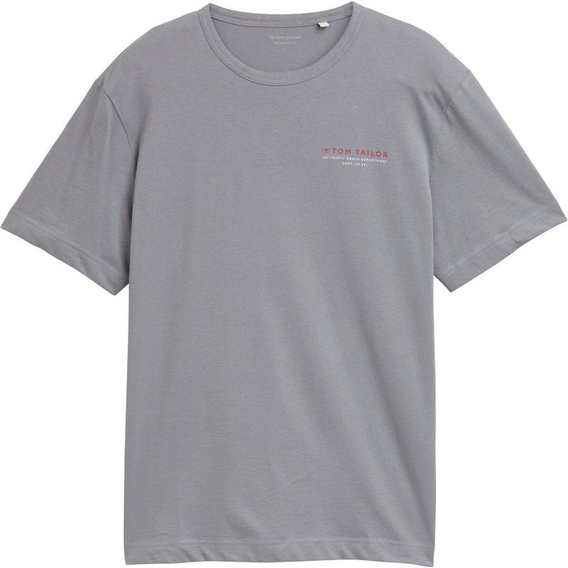 TOM TAILOR - Shirt - Grijs - Rood - Wit