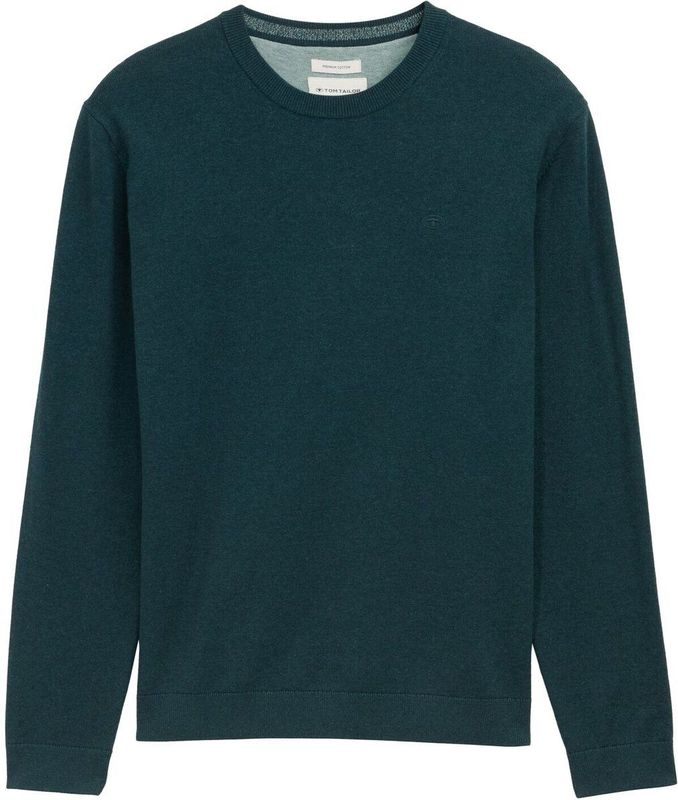 Tom Tailor - BASIC CREWNECK KNIT - Heren Trui - Groen - Ronde Hals