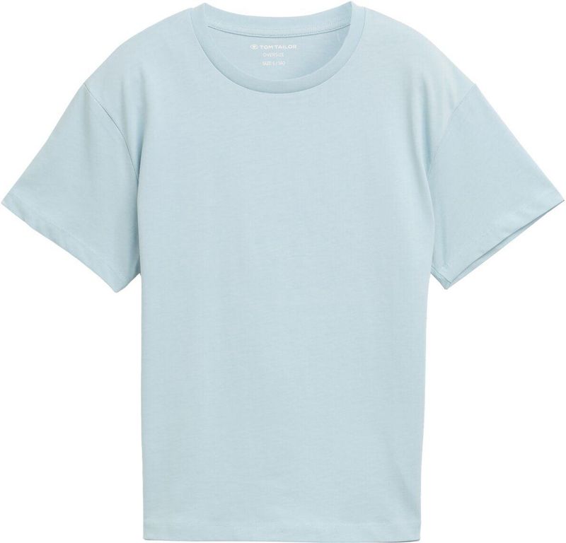 TOM TAILOR - Shirt - Kobaltblauw Lichtblauw Wit - Wijde Pasvorm - Kwartmouw