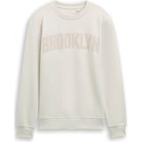 TOM TAILOR - Sweatshirt - Nude/Wit - Capuchon - Losse Pasvorm
