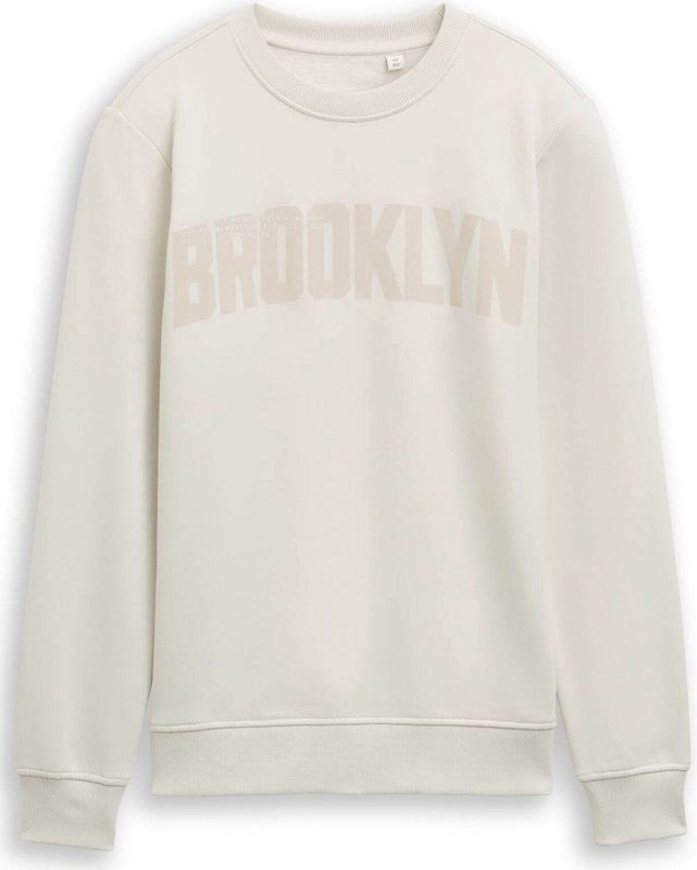 TOM TAILOR - Sweatshirt - Nude/Wit - Capuchon - Losse Pasvorm