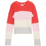 Tom Tailor - Gebreide Trui - Rood - Met Colourblocking