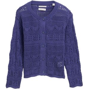 TOM TAILOR - Gebreid Vest - Donkerblauw - Normale Pasvorm - Lange Mouw