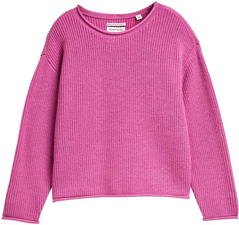 Tom Tailor - Jacquardtrui - Flashy Mauve - Met Streepmotief
