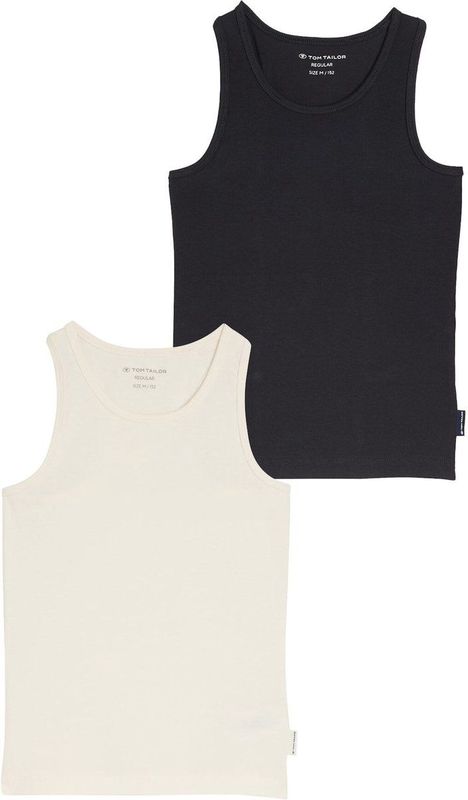 Tom Tailor - Shirt - Wool White - Set van 2 - Ronde Hals - Mouwloos