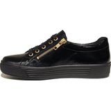 Solidus - Dames - Sneakers - Zwart - Lak - Comfortabele Veterschoenen