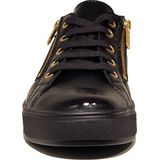 Solidus - Dames - Sneakers - Zwart - Lak - Comfortabele Veterschoenen
