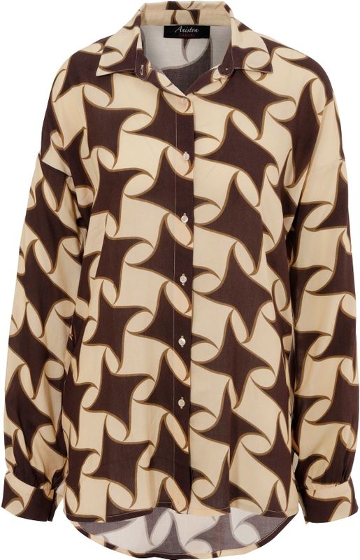 Aniston CASUAL Hemdbluse, mit farbharmonischem, grafischen Druck