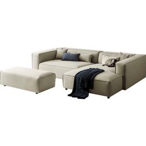 LeGer Home by Lena Gercke Polsterecke »PIARA XXL, L-Form mit Schlaffunktion, Big-Sofa in Cord o. Leinenoptik«, Hocker stellbar zum Schlafsofa (Krokodilverbinder), tiefe Sitzfläche