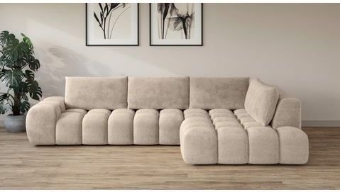 INOSIGN Ecksofa AZITA Designsofa, elegant und bequem L-Form, lose Rückenkissen, traumhafte Steppung, Maße B/T/H: 352/210/72 cm
