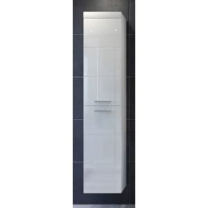 welltime Hangend kastje Dormoletto Hangende hoge kast in hoogglans wit met horizontale frezing