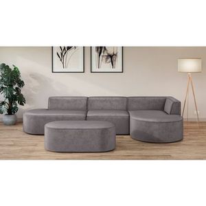andas Ecksofa »EIVIND Designer Sofa mit Ottomane rechts/links, B/T/H: 343/159/72 cm«, L-Form mit Wellenunterfederung, auch in Feincord und Bouclé