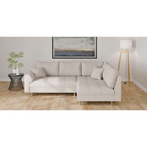 Home affaire Ecksofa "CHARRE L-Form mit Ottomane, Maße B/T/H: 231/161/81 cm", feine Steppung, lose Rücken- und Zierkissen, auch in Cord und Bouclé