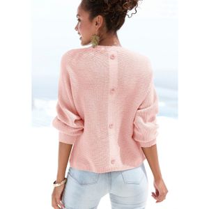 Lascana - Gebreide Trui - Oudroze - Met Sierknopen Achter