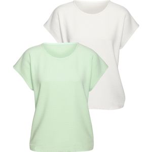 Vivance Shirt - Korte Mouwen - Lime/Crème - Viscose - 2-Pack
