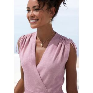 Imprimé - Top - Mauve - Met Bandjes - V-hals - Aansluitend