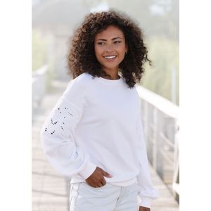Vivance - Sweatshirt - Wit - Met Perforatieborduurwerk - Zachte Katoenmix