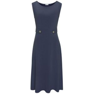 Lascana - Midi-jurk - Blauw - Met Decoratieve Gespen en Goudkleurige Sierknopen - Strijkvrij