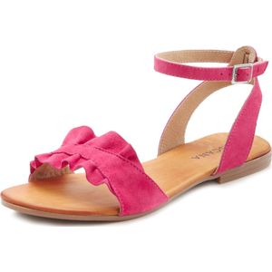 Lascana - Sandalen - Pink - Hoogwaardig Leer - Ruches