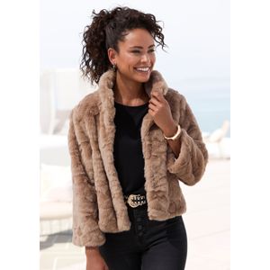 Lascana - Korte Jas - Taupe - Imitatiebont - Teddypluche