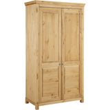 Home affaire Kleiderschrank "Rauna, mit Lamellen und Kassetten, klassischer Landhausstil, rustikal", (2 Breiten: 113/159 cm H/T ca. 195/60 cm), massive Kiefer, Metallgriffe, mehrere Varianten, zeitloses Design