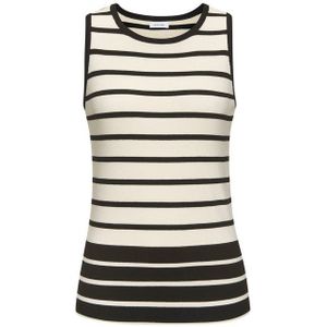 Lascana - Gebreide Top - Beige/Zwart - Mouwloos - Met Strepen