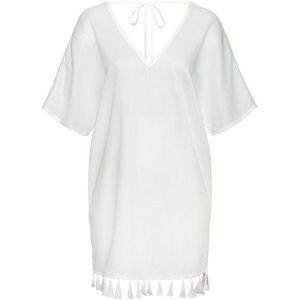 Venice Beach - Tuniek - Wit - Van transparante chiffon - V-hals, Korte Mouwen, Rechte Boord