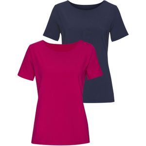 LASCANA T-Shirt »mit Rundhals-Ausschnitt«, (2er-Pack), aus elastischer Baumwoll-Modal-Qualität