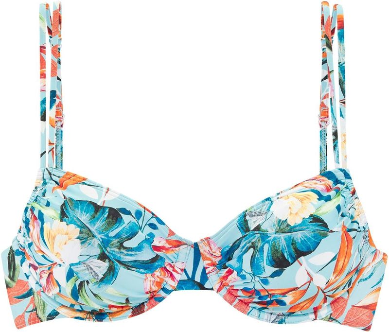 Beugelbikini - Lichtblauw Gedessineerd - Recycling-Polyamide - Verwijderbare Softcups