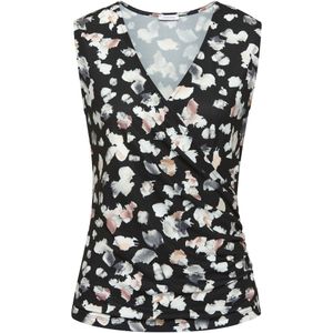 Imprimétops - Zwart/Multicolour - Wikkel-Look Blousetop - Alloverprint