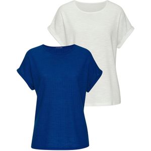 Vivance - T-shirt - Royalblauw/Wit - Gerecycled Polyester - Set van 2