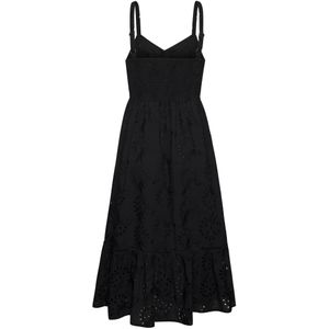 Lascana - Midi-jurk - Zwart - Met Zomerse Gaatjesborduursel