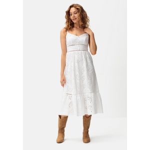Lascana - Midi-jurk - Wit - Met Zomerse Gaatjesborduursel