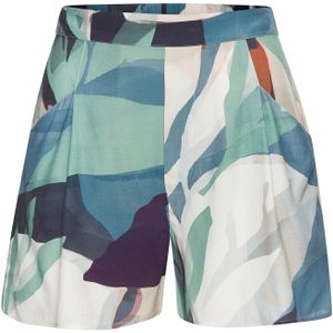 Korte Broek - Crème/Blauw/Bruin - All-over Print - Met Steekzakken