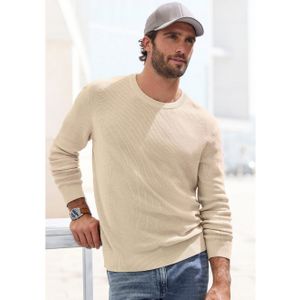 Pullover - Beige - Katoenmix - Ronde Hals - Lange Mouwen