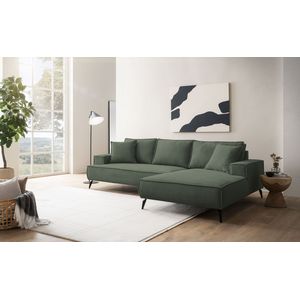 andas Ecksofa »TVINNU, L-Form in Cord, Sofa«, wahlweise Ottomane rechts/links, schwarze Füße, bequemer Sitzkomfort