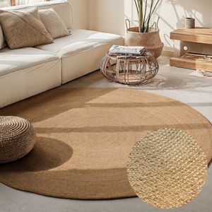 Jute Vloerkleed - Rond - Bruin - 100% Jute