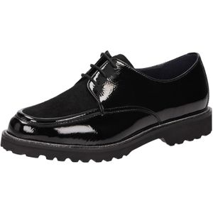 Sioux - Meredith - Veterschoenen - Zwart - Gemalen Lakleer met Lamssuède