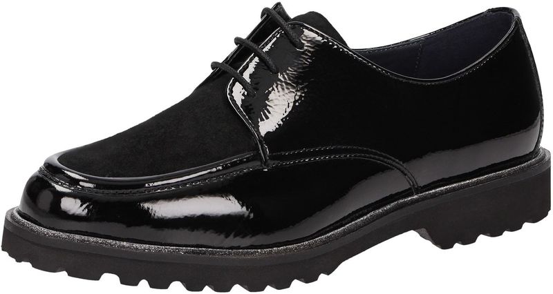 Sioux - Meredith - Veterschoenen - Zwart - Gemalen Lakleer met Lamssuède