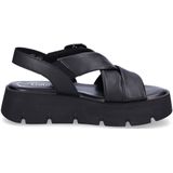 Gabor - Plateausandalen - Zwart - Textiel - Klittenbandsluiting