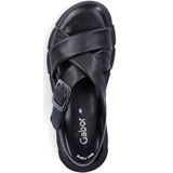 Gabor - Plateausandalen - Zwart - Textiel - Klittenbandsluiting