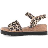 Sandaal - Dierenprint - Gevoerd - Velcro Sluiting - Middelhoge Hak - Glad Leer - Wide Fit