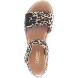 Sandaal - Dierenprint - Gevoerd - Velcro Sluiting - Middelhoge Hak - Glad Leer - Wide Fit