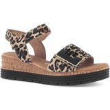 Sandaal - Dierenprint - Gevoerd - Velcro Sluiting - Middelhoge Hak - Glad Leer - Wide Fit