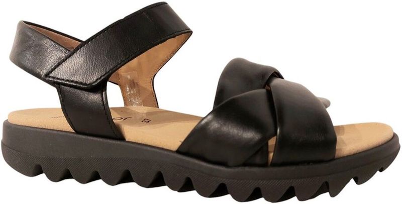 Gabor - Sandalen - Zwart - Wedge-Sandaal - Klittenbandsluiting