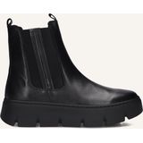 Unikleur - Chelsea Boots - Zwart - Plateauhak - Ritssluiting