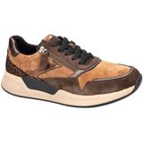 Sneakers - Donkerbruin/Beige - Leer - Vetersluiting/Ritssluiting